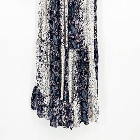 ANGIE Womens Boho Witchy Twist Keyhole Front Reptile Print Midi Dress Size S - Picture 4 of 8